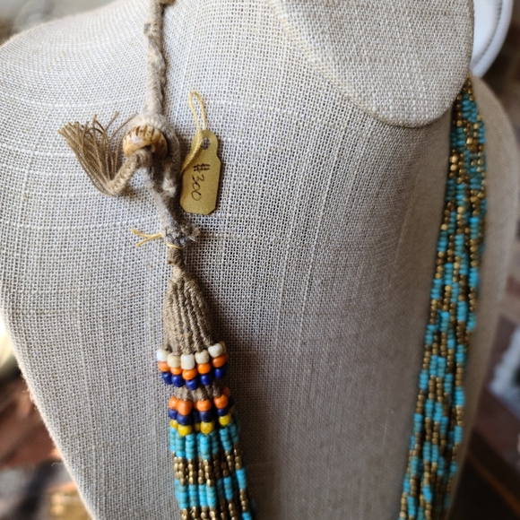 Vintage Tribal Native American Turquoise Bead Multistrand Necklace - Picture 3 of 3